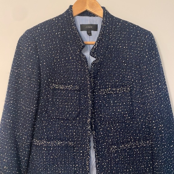 J. Crew Metallic Blue Tweed Wool Blend Blazer - Picture 3 of 8